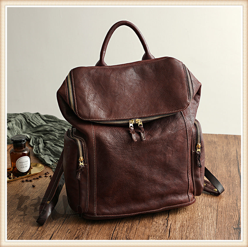 Genuine Leather Large Backpack Travel