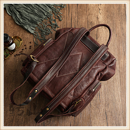 Genuine Leather Large Backpack Travel
