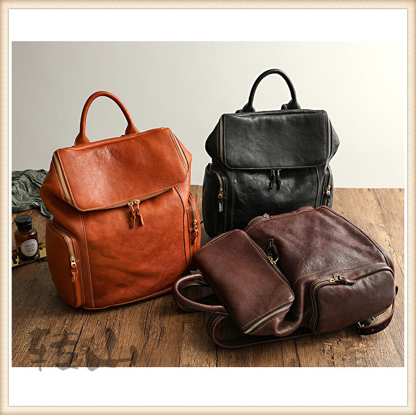 Genuine Leather Large Backpack Travel