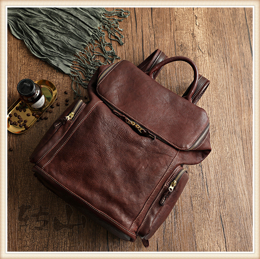 Genuine Leather Large Backpack Travel