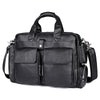 Genuine Leather Office Briefcase Laptop Bag with Trolley Sleeve for Men