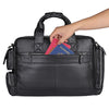 Genuine Leather Office Briefcase Laptop Bag with Trolley Sleeve for Men