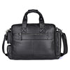 Genuine Leather Office Briefcase Laptop Bag with Trolley Sleeve for Men