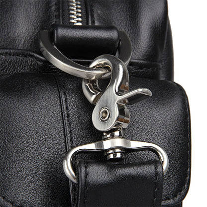 Genuine Leather Office Briefcase Laptop Bag with Trolley Sleeve for Men