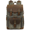 Vintage Canvas Leather Camera Backpack with Dual Buckles and Dividers