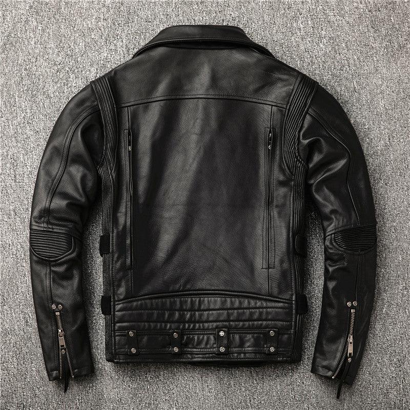 Men’s Slim Fit Top-Grain Cowhide Biker Jacket