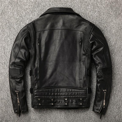 Men’s Slim Fit Top-Grain Cowhide Biker Jacket