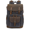 Vintage Canvas Leather Camera Backpack with Dual Buckles and Dividers