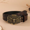 Men’s Western Longhorn Cowboy Leather Belt
