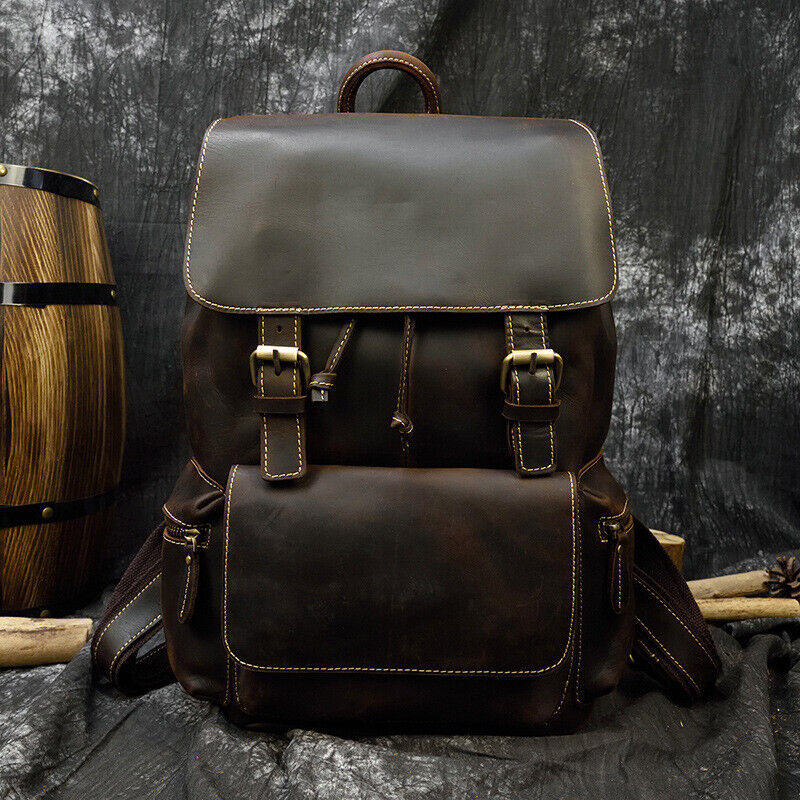 Retro Leather Backpack Laptop