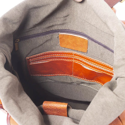 Genuine Leather Backpack Men Women Office Laptop Rucksack