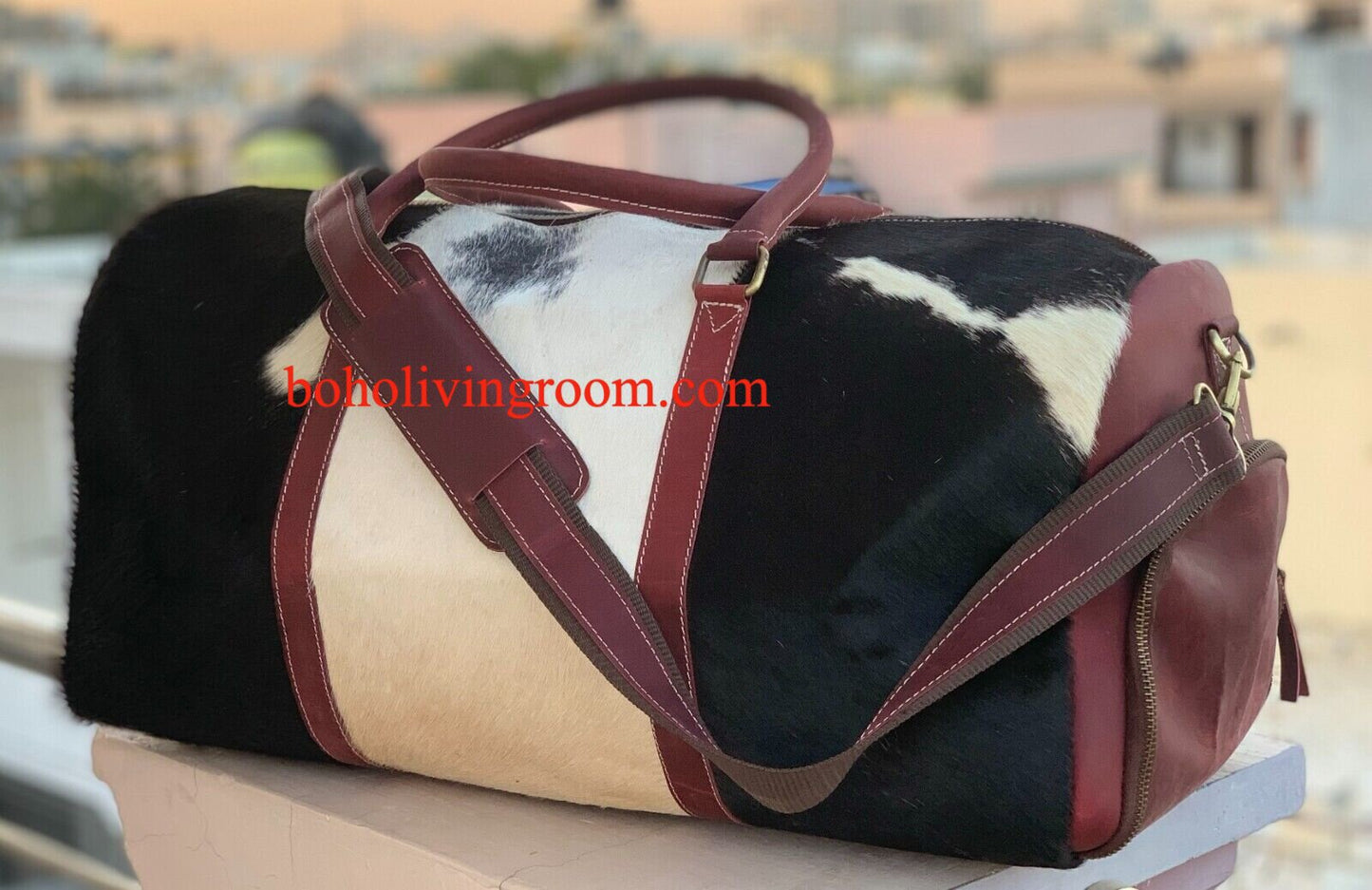 Black White Hair On Hide Holdall Bag