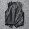 Black top grain cowhide leather riding vest
