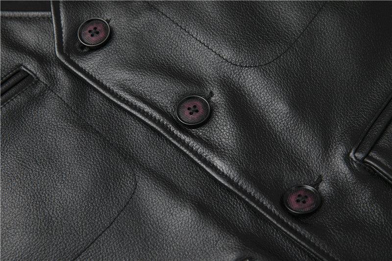 Black top grain cowhide leather riding vest