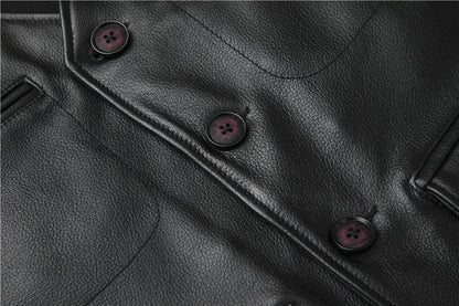 Black top grain cowhide leather riding vest