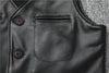 Black top grain cowhide leather riding vest