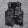 Men’s Genuine Leather Vest Waistcoat Slim Japanese Style