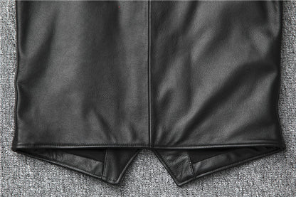 Men’s Genuine Leather Vest Waistcoat Slim Japanese Style