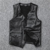 Black top grain cowhide leather riding vest