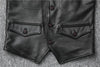 Black top grain cowhide leather riding vest