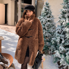 Women's Wool Coat with Toggle Buttons and Stand Collar