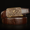 Men’s Western Cowboy Leather Belt with Dragon & Wolf Buckle
