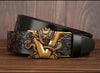 Men Dragon Buckle Cowhide Leather Belt
