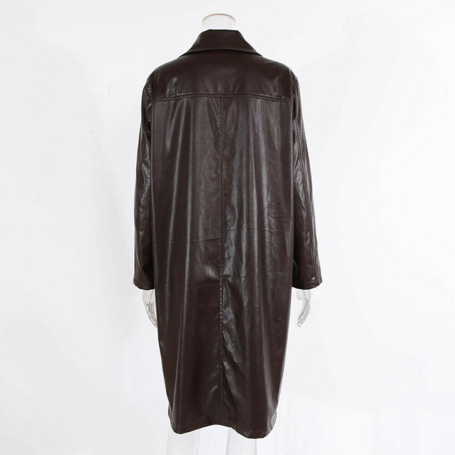 Women's Brown Genuine Leather Trench Coat