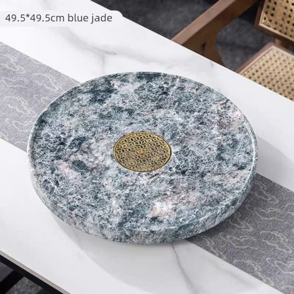 Round Stone Gongfu Tea Tray with Drain