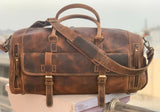 Exotic Brown Leather Weekender Bag