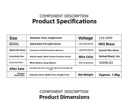 Spanish Natural Marble Pendant Ceiling Light