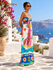 Women’s Two Piece Pants Set with Bold Print and Wide Legs