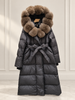 Fur Collar Jacket for Women Long Down Coat with Fox Trim