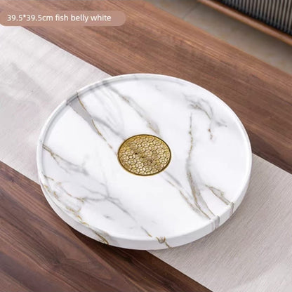 Round Stone Gongfu Tea Tray with Drain