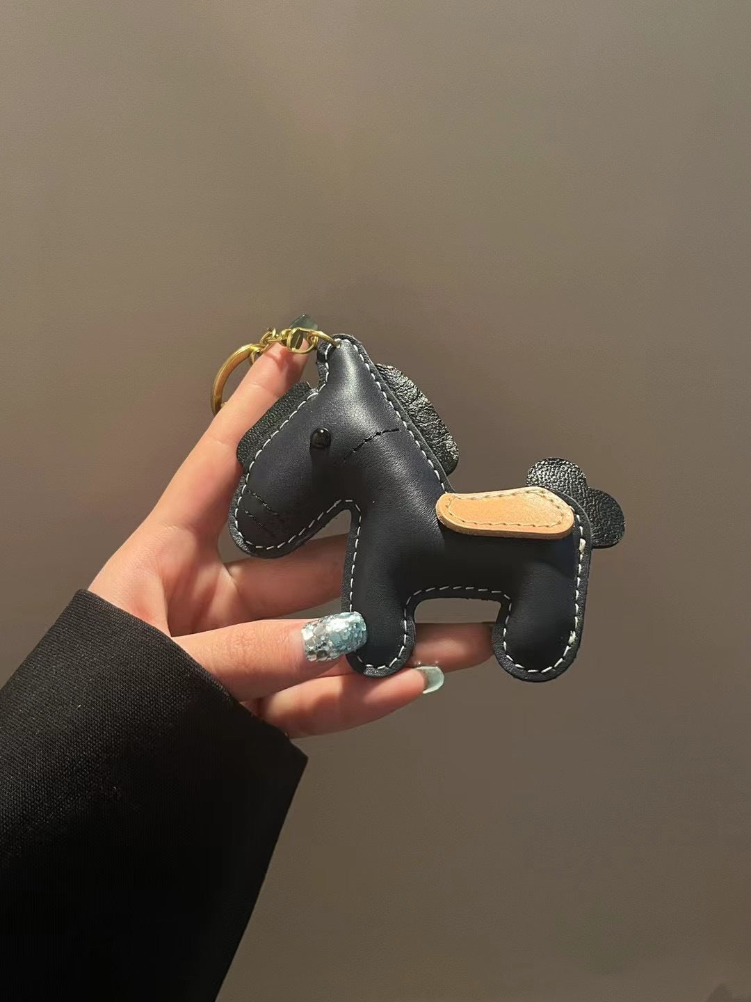 Leather horse keychain cute pony bag charm gift accessory