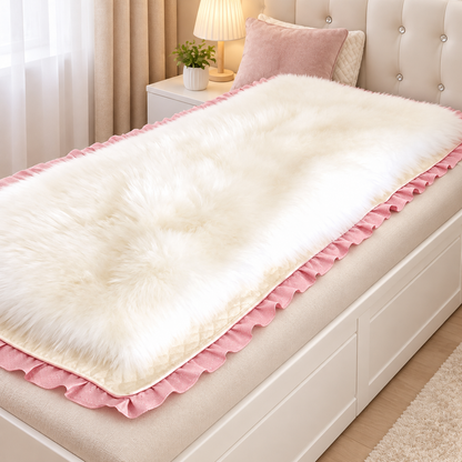 Genuine Sheepskin Bed Pad in Natural White for Bedrooms