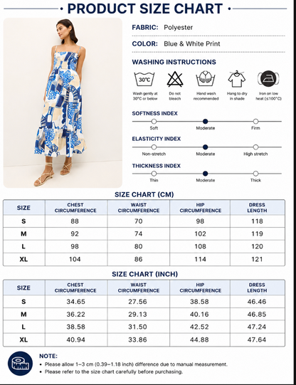 Blue Summer Maxi Dress with Pockets