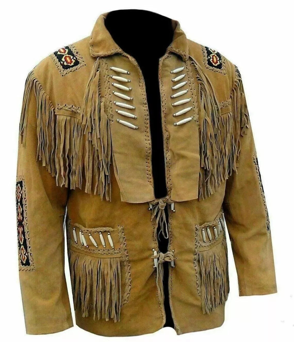 American Indian Leather Jackets Fringe Beads