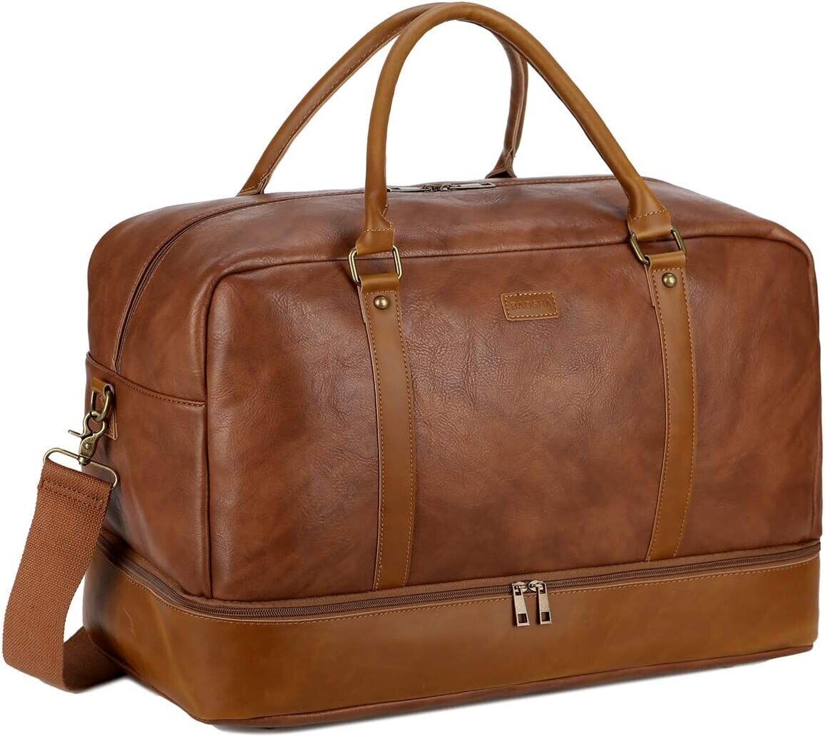 Genuine Cowhide Leather Large Travel Duffel Weekender Bag