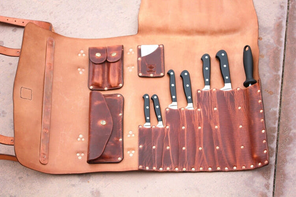 Real Leather Chef Knife Tools Holder