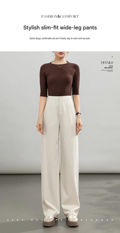 High-waisted casual pants for women with straight drape