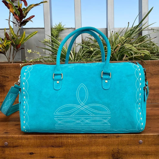 Boot Stitch Suede Leather Holdall Duffle Bag