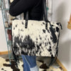 Cowhide Leather Tote Bag With Fringe