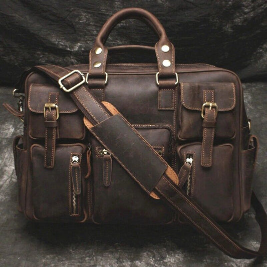 leather laptop messenger briefcase bag