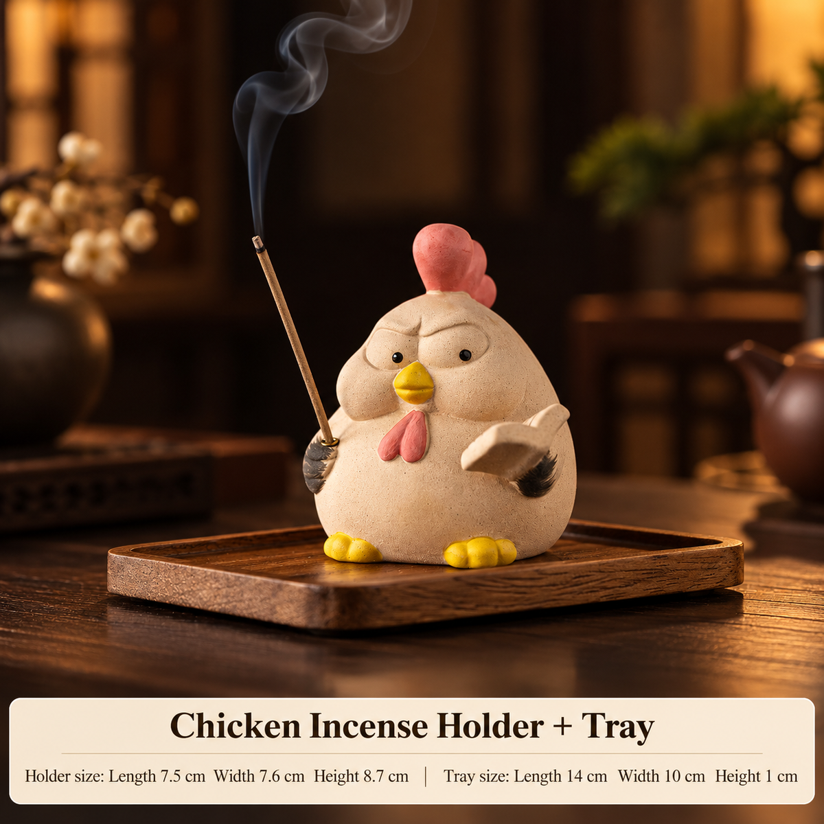 Stick Incense Holder Cute Ceramic Chicken Tabletop Decor