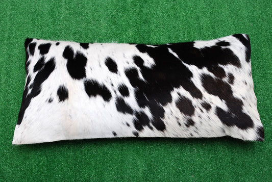 Cowhide Lumber Pillow Black White