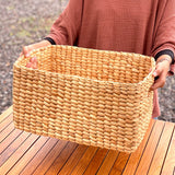Set of 3 extra large dried water hyacinth storage basket with handle.