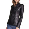 Genuine Black Leather Women's Blazer