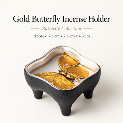 Stick Incense Holder with Butterfly Design and Decorative Tray