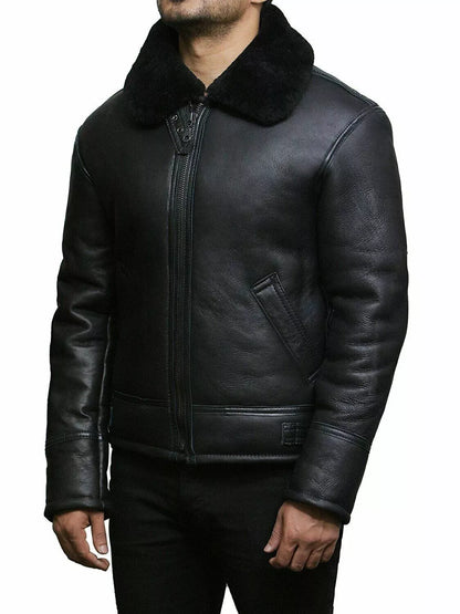 Mens Aviator Shearling Leather Jacket